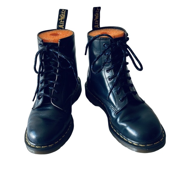 Dr. Martens Shoes - Dr. Martens Made in England VTG Combat Boots, Size UK 8.5, Navy Blue Leather